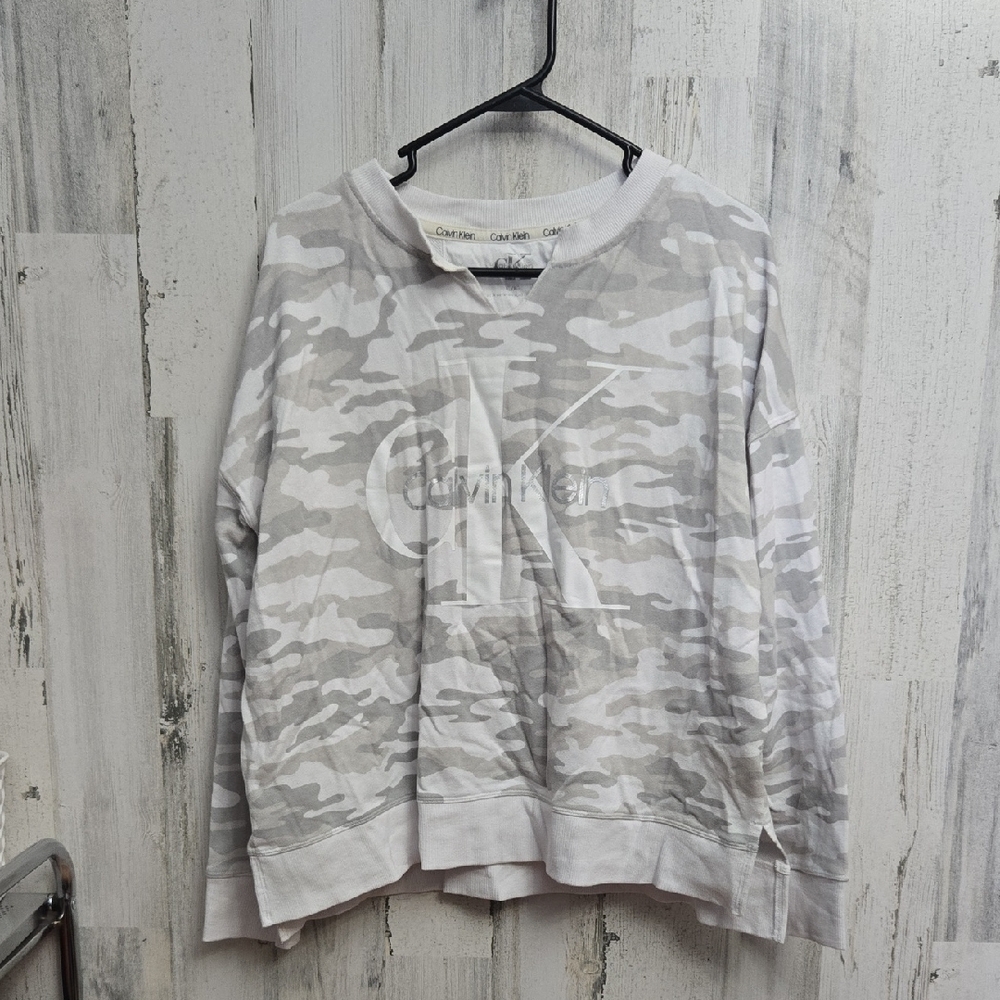 Calvin Klein White and Grey Camo Sweater